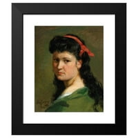 Vlaho Bukovac Black Modern Musemer Museum Art Print, озаглавен - Портрет на дама с червена лента за коса