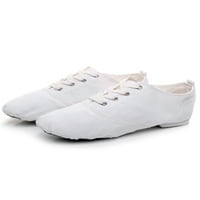 Zodanni Stretch Canvas Горна джаз обувка плъзгане за жени и мъжки танцови обувки бяло 11c