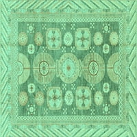 Ahgly Company Indoor Rectangle Oriental Turquoise Blue Traditional Area Rugs, 7 '9'