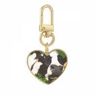Pcture Animal Cow Gold Heart Keychain Metal Keyring притежател
