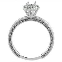14k бяло злато естествено перидот и диамантен годежен пръстен кръг, размер 7.5