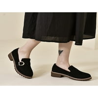 Daeful жени лодки за обувки Блок мокасиви се плъзгат на ежедневни обувки на открито лек устойчив кръг пръст на модни апартаменти черно 5