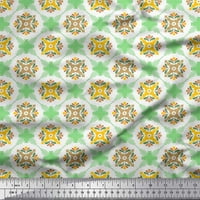 Soimoi Poly Georgette Fabric Geometric & Flower Artistic Printed Yard Wide