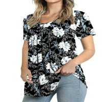 Voguele жени тениска флорална тениска от тениска v врат тийнейдж