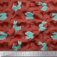 Soimoi Rayon Fabric Artistic Floral & Rabbit Animal Fabric щампи по двор широк
