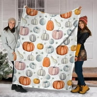 Одеяло за Хелоуин Деня на благодарността Тиква кленов лист отпечатано одеяло за падане на фланел, декоративен диван, диван, пътуване, одеяло за хвърляне на легло + j