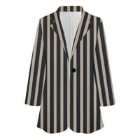 Gdfun Fomen's Jacket Long Loweve Cardigan Collar Stripe Single Button Business & Leisure Top - - зима за жени