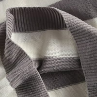 Пуловери за жени за жени ежедневни ивици RIP ръкав пуловер с дълъг ръкав пуловер блуза дамски пуловери