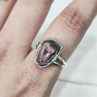 Естествен рубинен пръстен, груб Ruby Gemstone Ring, юли Роден камък, бохемски пръстен, сребро на стерлинги, женски пръстен, Коледа, Деня на благодарността, ръчно изработени, бижута, бижута за сурови скъпоценни