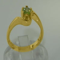 Британски направени 10K жълто злато естествено перидот женски пръстен - Опции за размер - размер 10.25