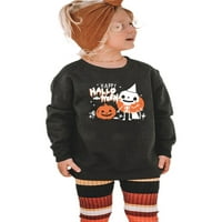 Хелоуин пуловер Хелоуин пуловер с дълъг ръкав тиквен череп призрак от печатни върхове 1-9t