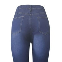 Ganfancp дънки за жени, дамски дънки с джобове солиден цвят показват тънки ежедневни панталони панталони улици мода тъмносин l # prime day сделки днес