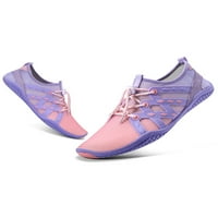Tenmi дамски мъжки водни обувки спорт аква чорапи боси крак плуване обувки бързи сухи маратонки на открито леки комфорта плоски розово лилаво 5.5