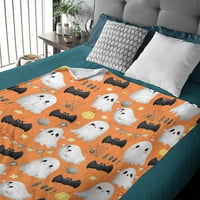 Носбей Хелоуин одеяло подарък за възрастни, призрачен подарък за одеяло за жени мъже супер уютни леки фланелни прилепи хвърля одеяла за диван с легло