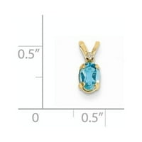 14k жълто злато диамант и синьо висулка Topaz -. DWT - Измерва 12 пъти широк