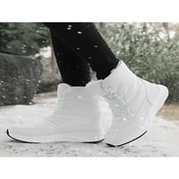 Wazshop жени снежни ботуши среден телешки зимен обувка плюшени обувки с лека платформа Дамски кръг пръст на краката небрежно бяло 7