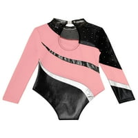 Момичета гимнастика Leotard Athletic Tank Bodysuit дълъг ръкав балет Dance Unitard Pink 12