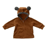 Бебешки дрехи носят есен, цип сладък мечка уши с качулка топло изходни дрехи бебе зимни дрехи