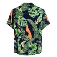 Cllios Хавайски ризи за мъже Лятна тропическа риза за печат Редовно прилепване на ризи с къси ръкави с бутон за боулинг отгоре за плаж парти