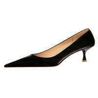 Zodanni жени против приплъзване на помпите официални леки заострени пръсти на пети Comfort Fashion Slip on Ressing Shoes Черно 5