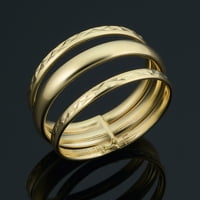 Kooljewelry 14k жълто злато високо лак диамантено изрязано тройна подредена лента минималистичен пръстен