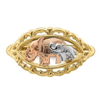 Солидно 14k жълто и розово злато Два слона пръстена с размер 8