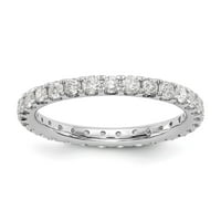 Солидна 14k бяло злато 1CT диамантен годишнина сватбена лента Eternity Ring Size 7.5
