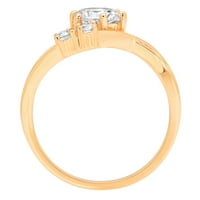 0. CT блестящо кръгло рязане Истински култивиран диамант VS1-VS I-J 14K Жълто злато Три камък Обещайте сватбена изявление Дизайнер Дизайнер Размер на пръстена 6