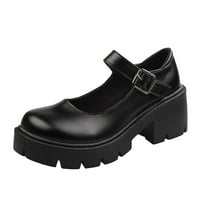 Дамски обувки британски обувки Мери Джейнс Винтидж момичета студенти на висок ток Косплей обувки Външни дрехи Тъмно синьо 4