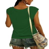 Grianlook Girls тениска небрежна пуловер върхове с къс ръкав лятна блуза v врата дама свободни жени топ солидна тениска дами зелено 2xl