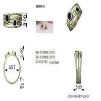 Кръг Лондон Син Син Топаз Ръчно изработен сплит лента Sterling Silver Rose Vermeil Dual Stone Women Ring