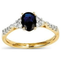 14k жълто злато Real Diamond & Sapphire Ring