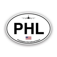 Филаделфия летище Евро овално стикер Decal - самозалепващо винил - устойчив на атмосферни влияния - направен в САЩ - Phl Philadelphia PA