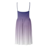 Просвета летни рокли за жени дължина на коляното темперамент Слънчева рокля Солидна ежедневна рокля с V-образно деколте лилаво m
