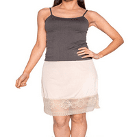 Merqwadd жени дължина на коляното долна пола с двойна дантелена пола удължител наполовина приплъзване