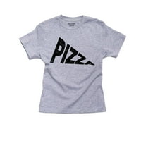 Проста пица с резен слово графично момче памук младежки сива тениска