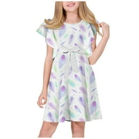 Продавач на FOPP Лятна тенденция Небрежно цифрово отпечатан детски рокля без ръкави бяло 130