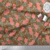Soimoi Cotton Poplin Poply Leaves & Peony Floral Printed Craft Fabric край двора