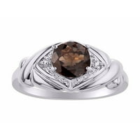 *Rylos просто елегантен красив опушен кварц и диамантен пръстен - юни раждащ камък*