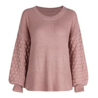 Pimfylm дамски пуловери пуловери Дамски пуловери пуловери пуловери с дълъг ръкав модерен розов s