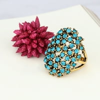 Луксозен овален цветен чисто камък Инкрустиран подарък за бижута с пръстен на пръстена на пръстена
