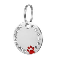 Hobeauty Pet 1 Pet Dog Cat Id Tag, метален празен куче етикет лапа Rhinestone Pet Cat ID Име на гравирана клавийна пръстена верига