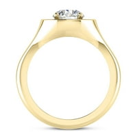 1.80ctw естествен диамант и мойсанит рамка кръг 14k златен ореонен годежен пръстен