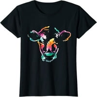 Тениска за акварелен подарък за крава изкуство