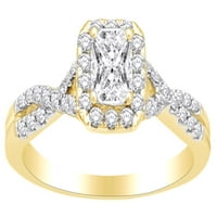 Twist Shank дамски годежен пръстен в 14K жълто злато с бял естествен диамант с размер на пръстена-13.5