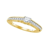 Diamond Princess 14kt жълто злато кръгло диамантен пасианс булчински сватбен годежен пръстен cttw