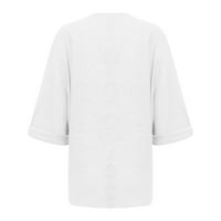 Floleo Trendy женски върхове плюс ризи с размер свободен блуза моден солиден цвят памук с дълъг ръкав и бельо V-образно деколте ежедневно