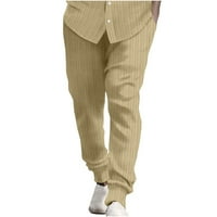 Мъжки панталони ежедневни плътни цветни еластични ивици за талия джоб памучен панел панели панталони панталони