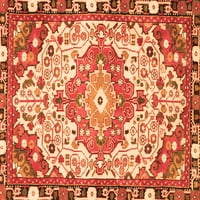 Ahgly Company Indoor Round Medallion Orange Traditional Area Rugs, 5 'Round