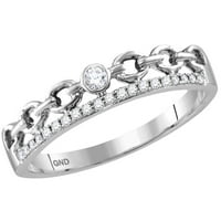 Женски солиден 14kt бяло злато кръг Diamond Rolo Link Подредена лента пръстен cttw Размер на пръстена 6